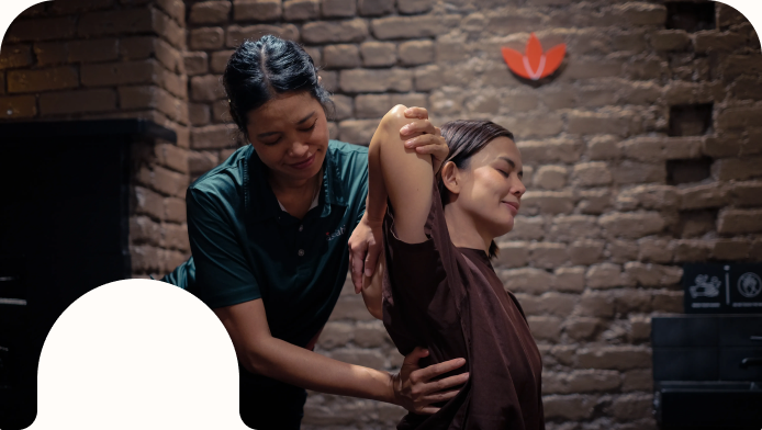 Back, neck and shoulder massage stretch