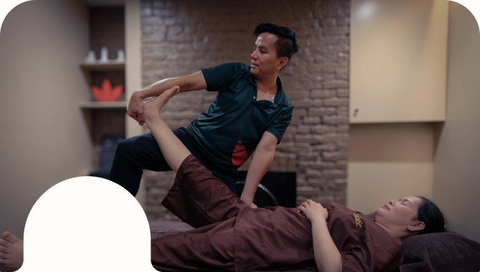 Thai yoga massage stretch