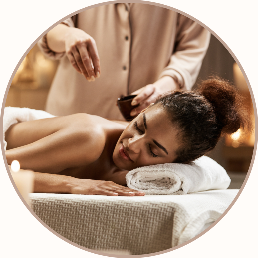 Client relaxing during a massage